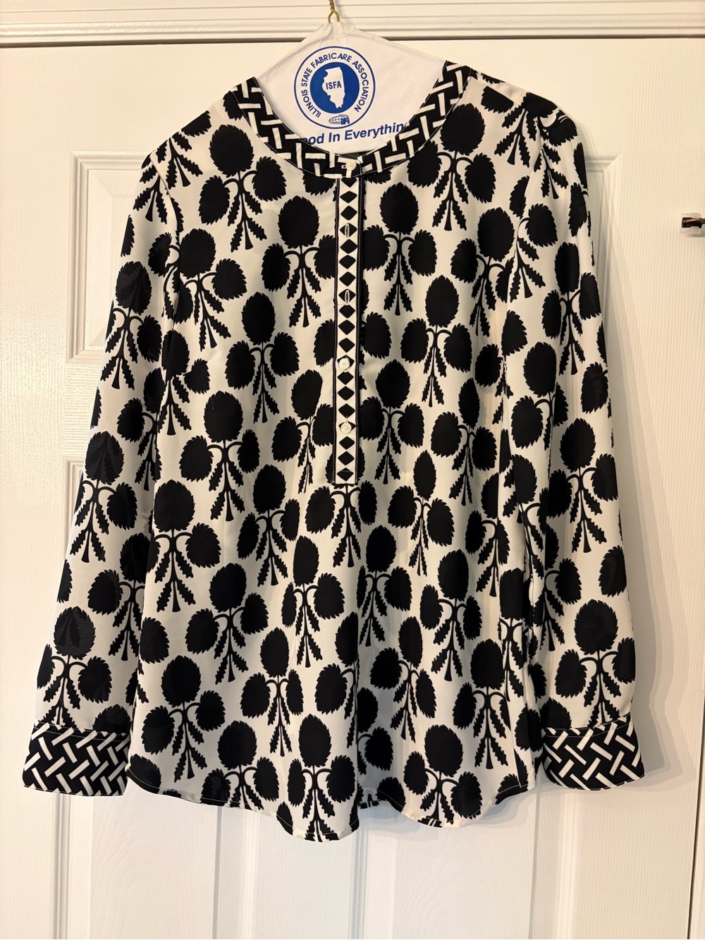 Talbots Black and White Floral-Print Women’s Blouse Size M